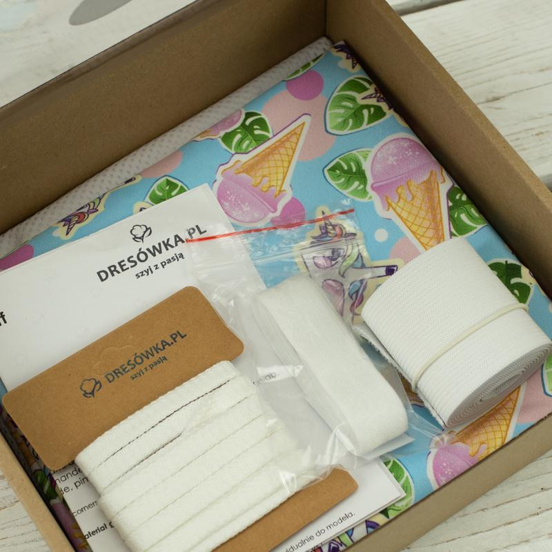 Men's swim trunks - UNICORNS AND ICE CREAM / light blue - sewing set