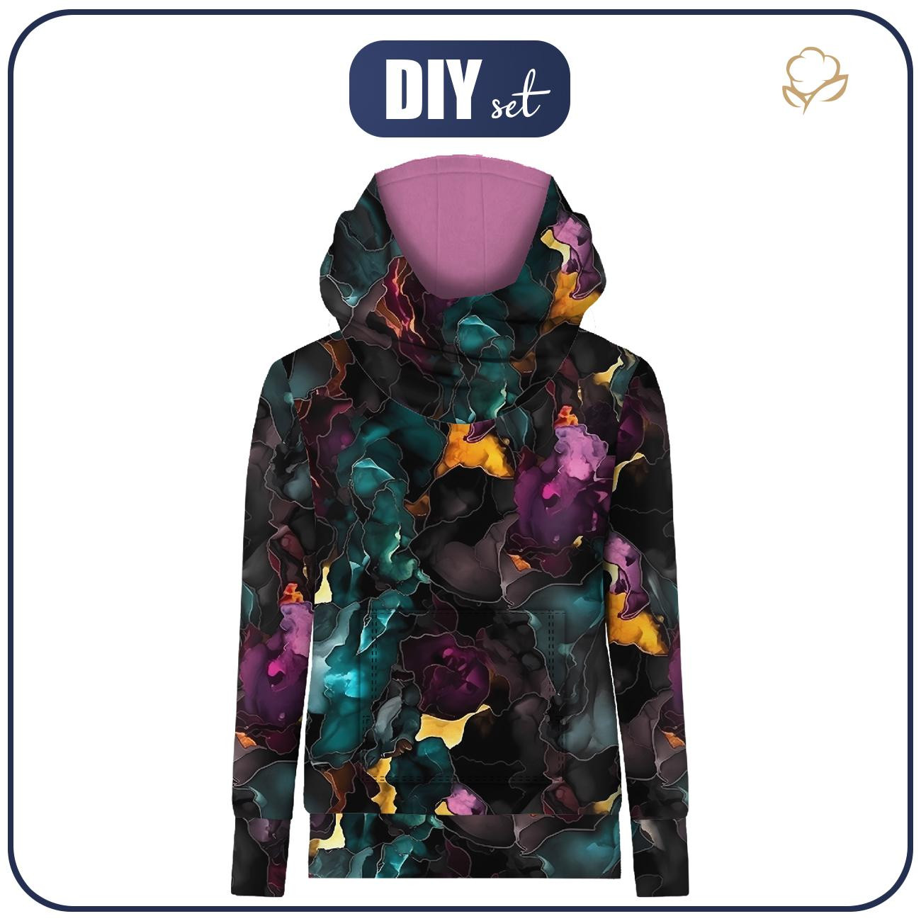 HYDROPHOBIC HOODIE UNISEX - ALCOHOL INK PAT. 6 - sewing set