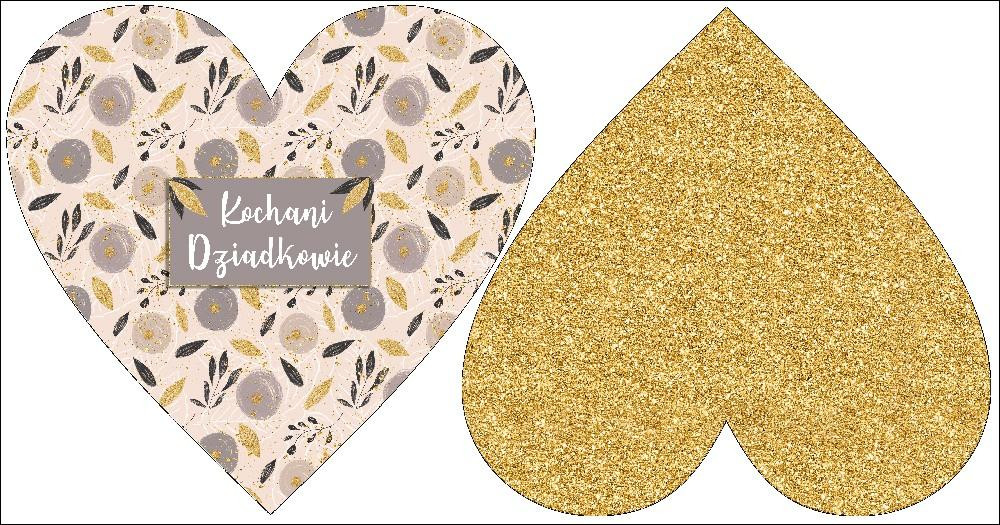 DECORATIVE PILLOW HEART - Liebe Großeltern / FLOWERS pat. 8 (gold)