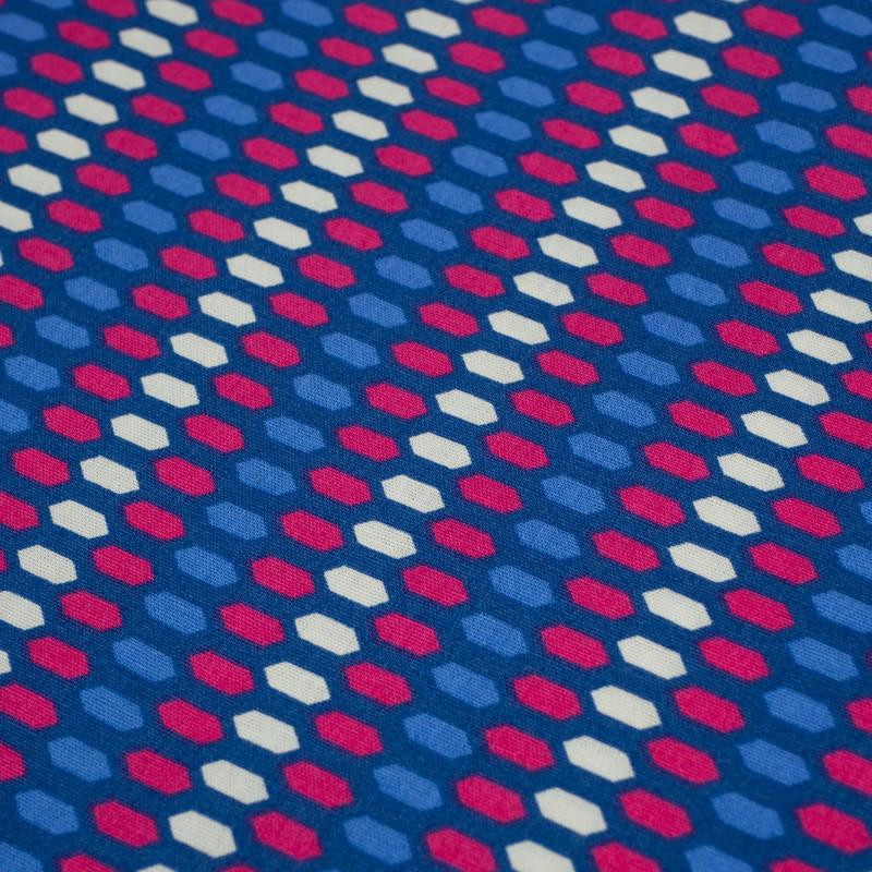 COLORFUL HEXAGONS / dark blue - POPLIN 100% cotton 