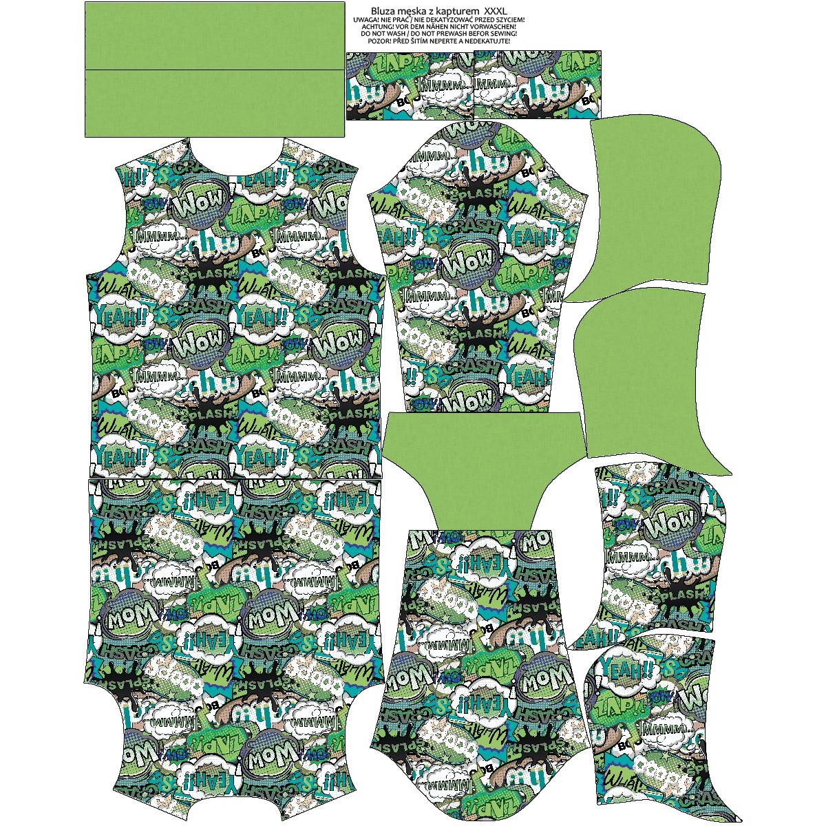 MEN’S HOODIE (COLORADO) - COMICS (green - blue) - sewing set 