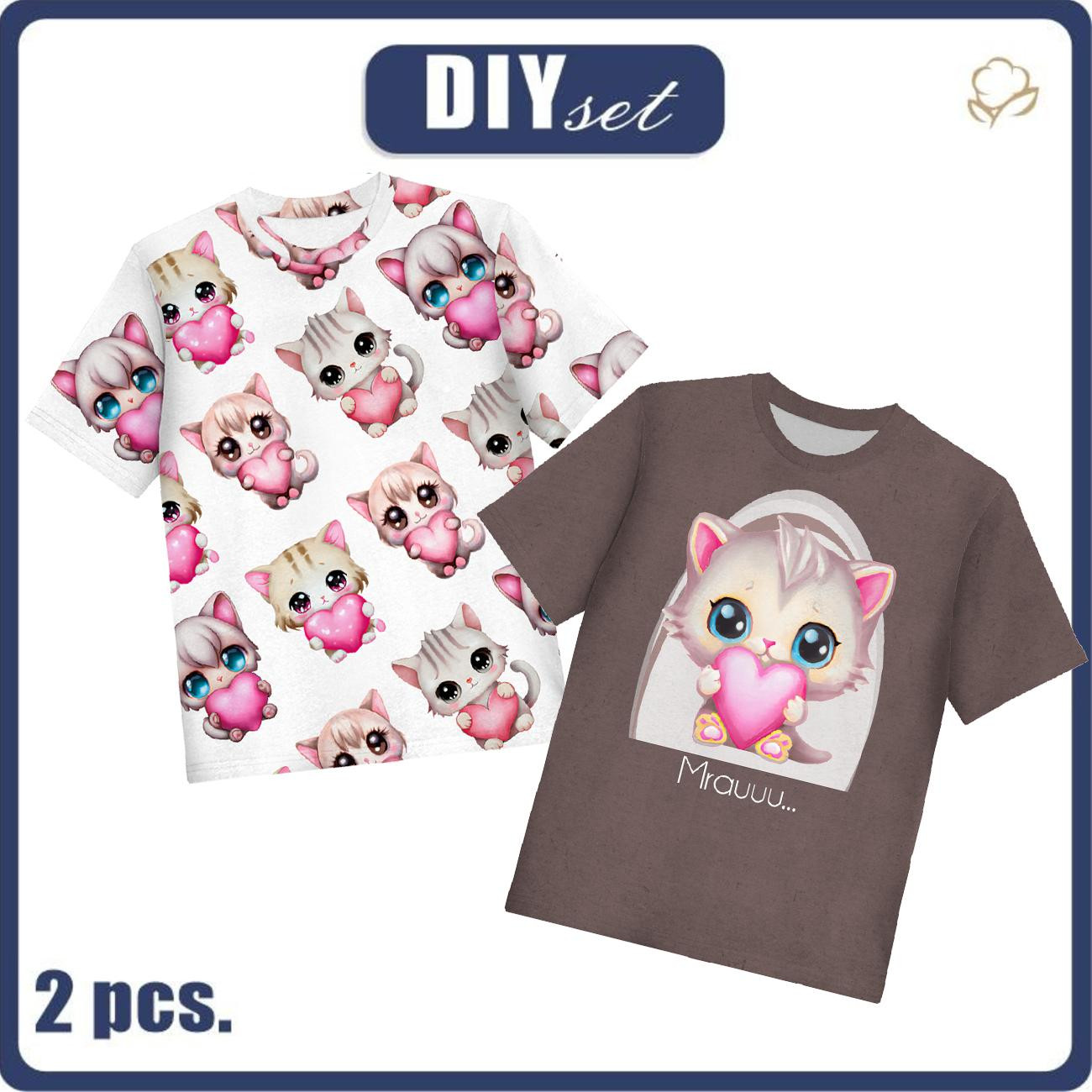 2-PACK - KID’S T-SHIRT - SWEET CATS pat. 2 - sewing set