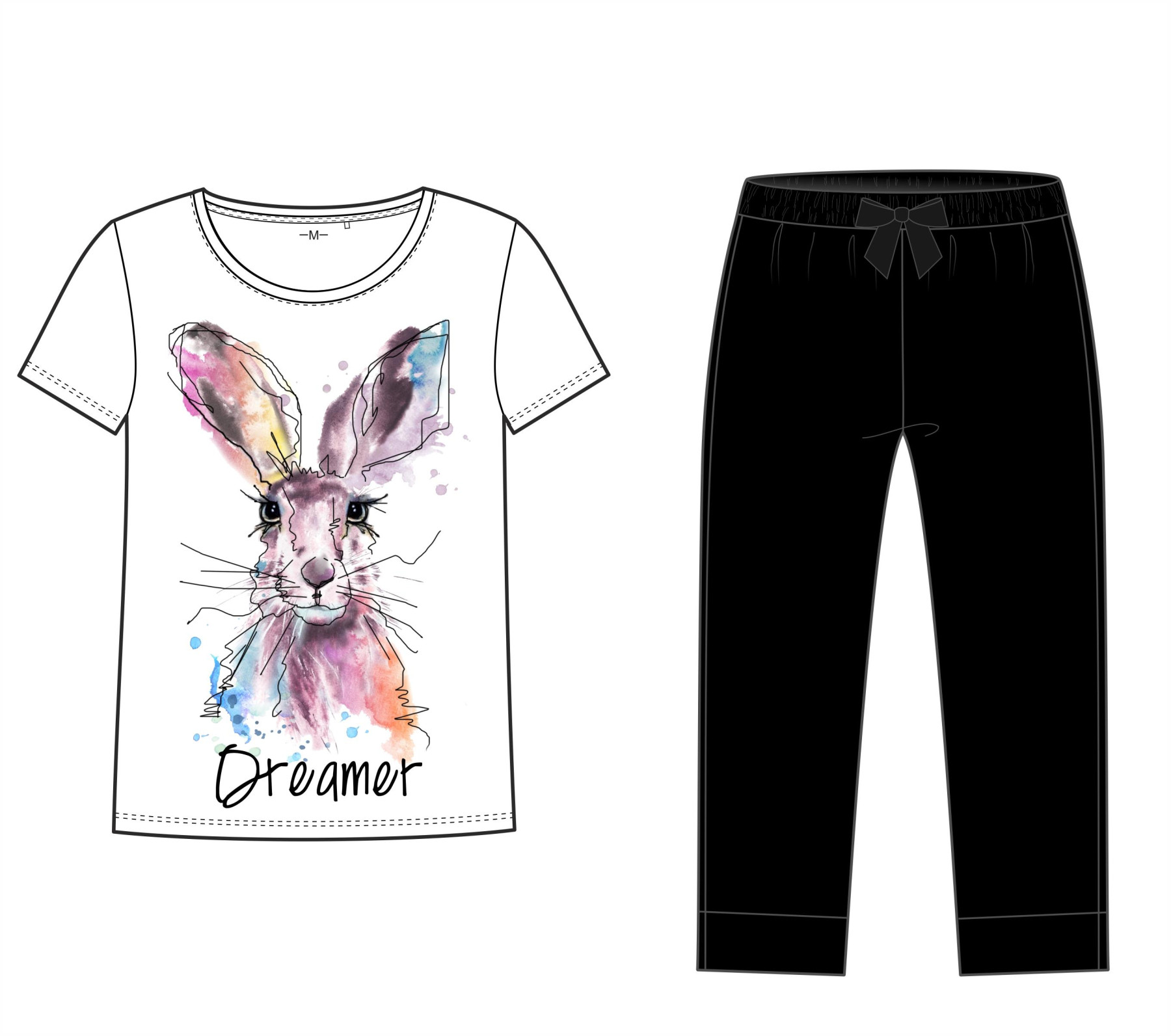 PAJAMAS-T-SHIRT "LINDA" -  RABBIT / DREAMER - sewing set