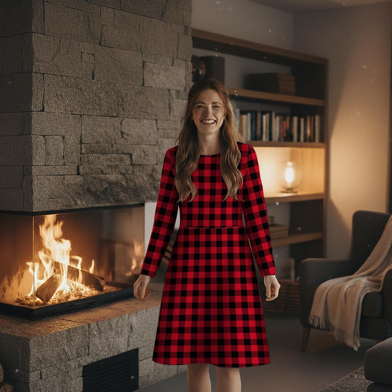 CHECK VICHY - MELANGE RED- single jersey with elastane ITY