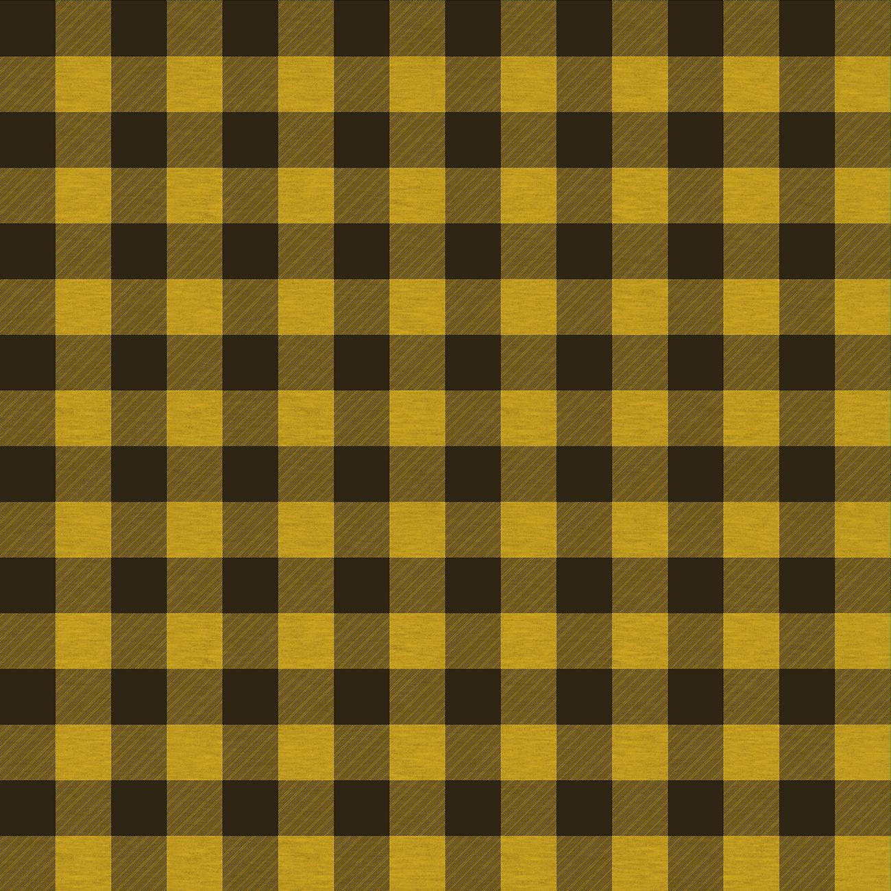 CHECK VICHY - MELANGE MUSTARD - looped knit fabric with elastane ITY