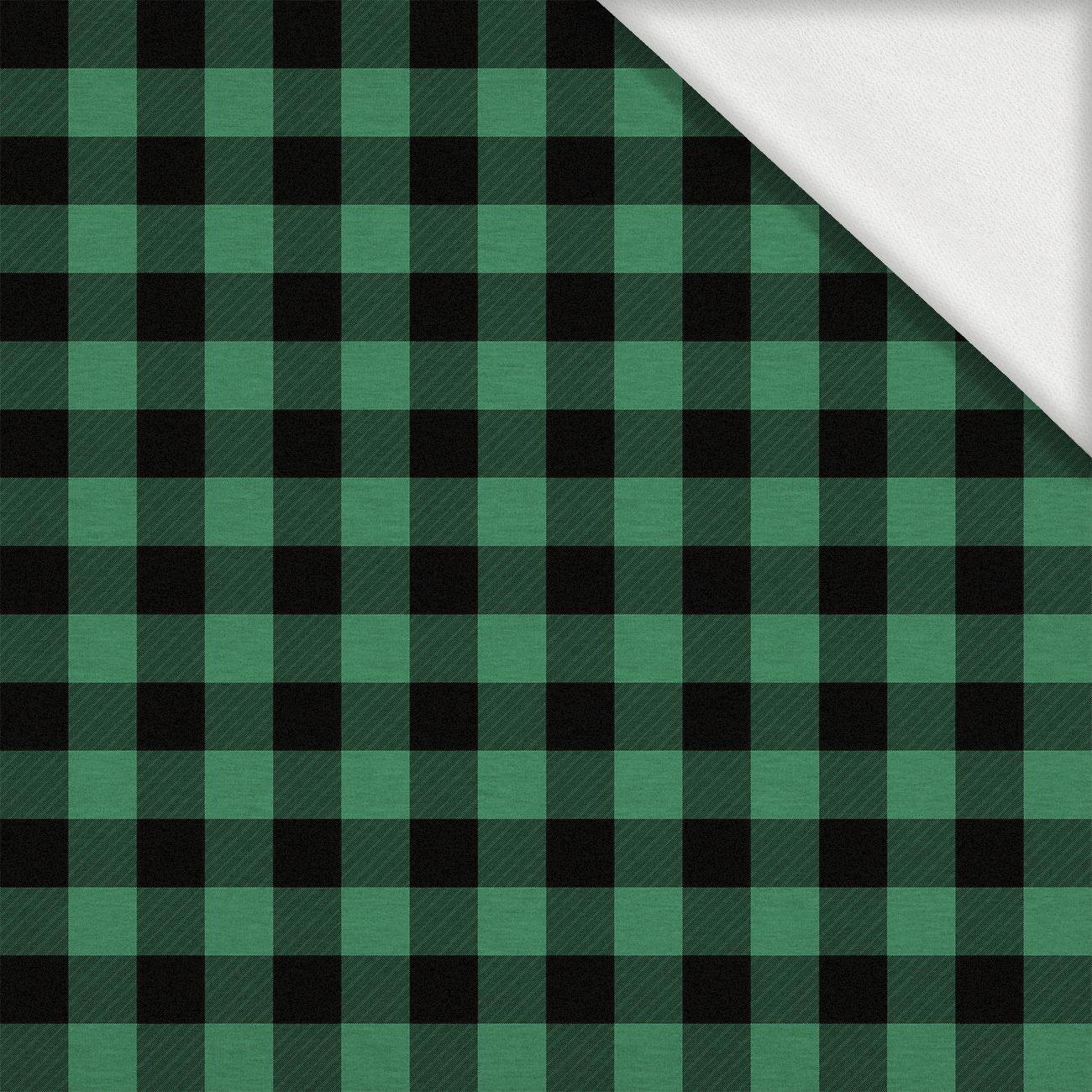 CHECK VICHY - MELANGE GREEN - looped knit fabric with elastane ITY