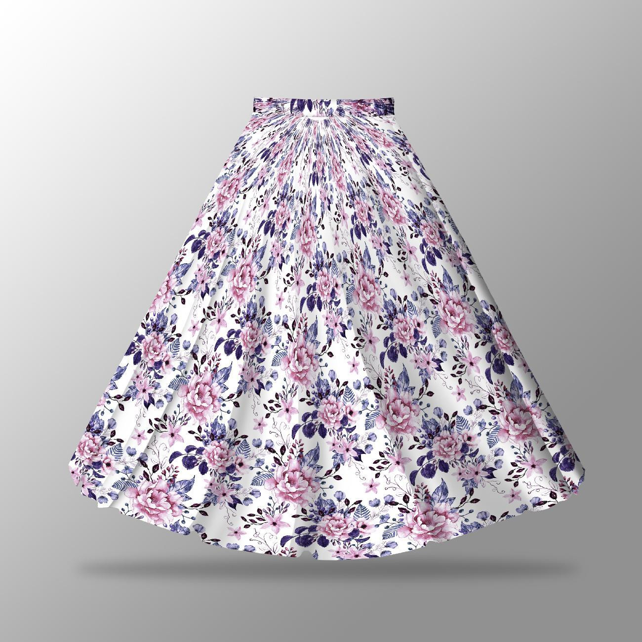 WILD ROSE FLOWERS PAT. 1 (BLOOMING MEADOW) (Very Peri) - skirt panel "MAXI" - Viscose jersey