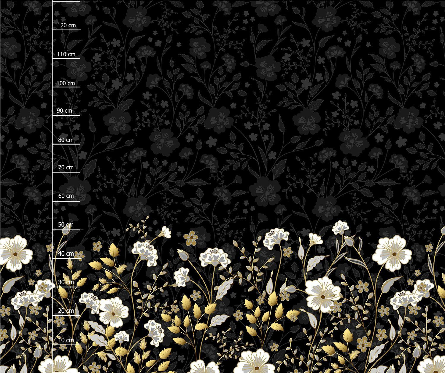 FLOWERS (pattern no. 8) / black - dress panel Satin