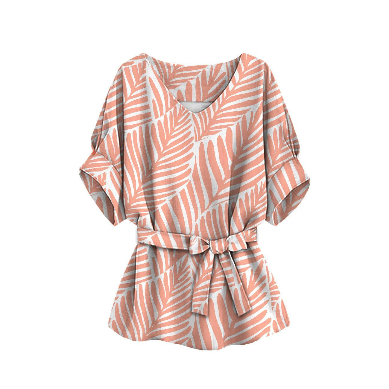 LEAVES WZ. (apricot) - Cotton muslin