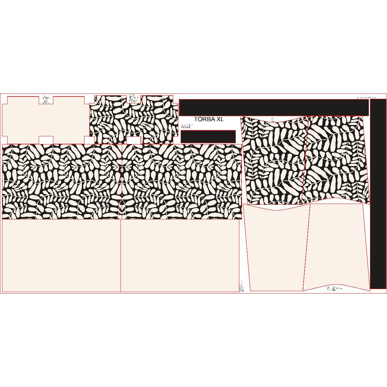 XL bag with in-bag pouch 2 in 1 - LEAVES wz.2 - sewing set
