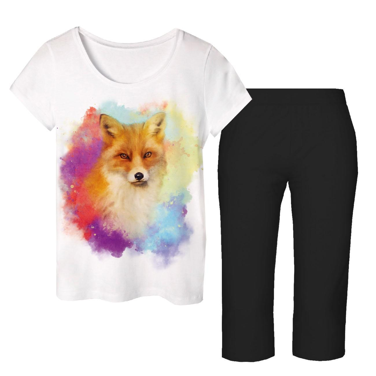 PAJAMAS-T-SHIRT "LINDA" - FOX / rainbow - sewing set