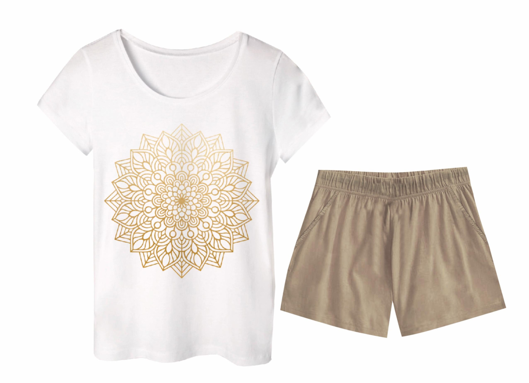 PAJAMAS-T-SHIRT "LINDA" -  GOLDEN MANDALA - sewing set