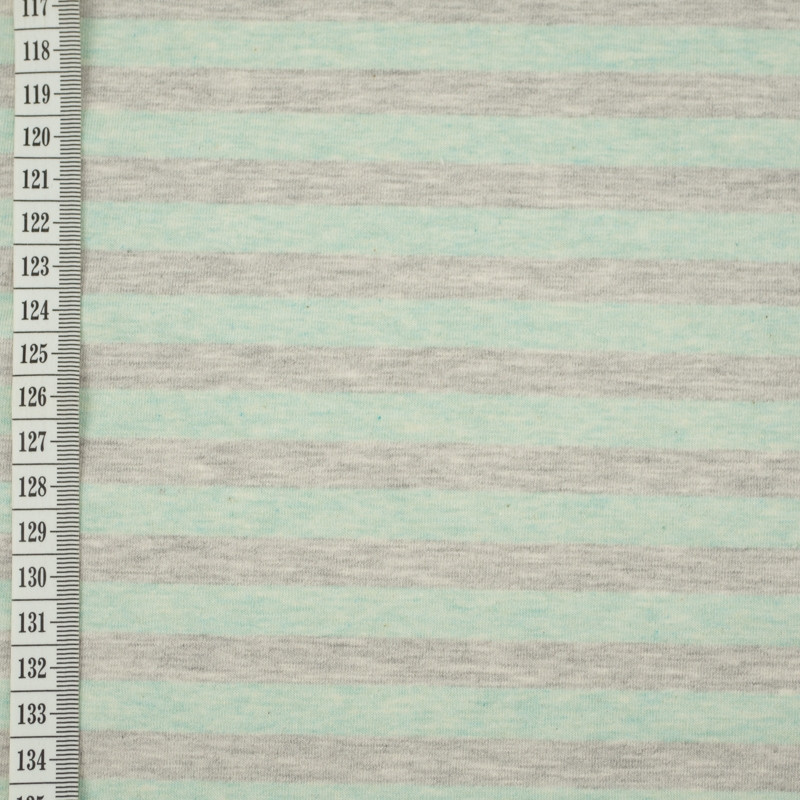 STRIPES 1x1 / melange mint - melange light grey - looped knitwear with elastan PE260