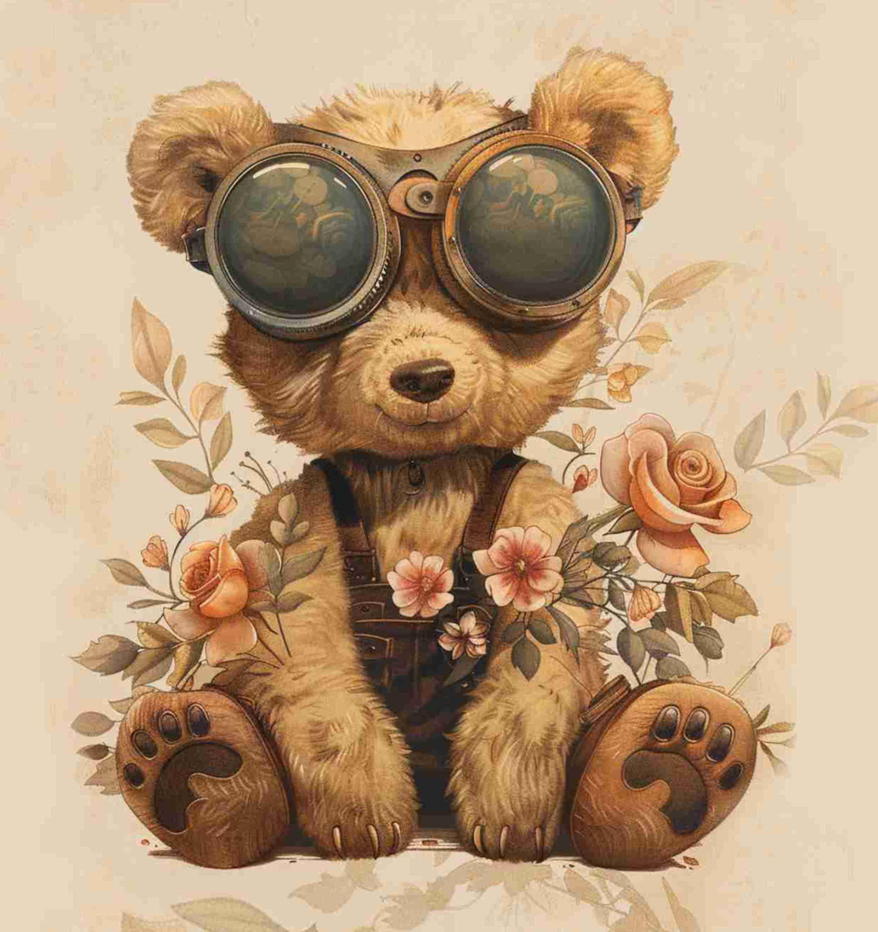 BEAR STEAMPUNK FOREST PAT. 2 - PANORAMIC PANEL 60cm