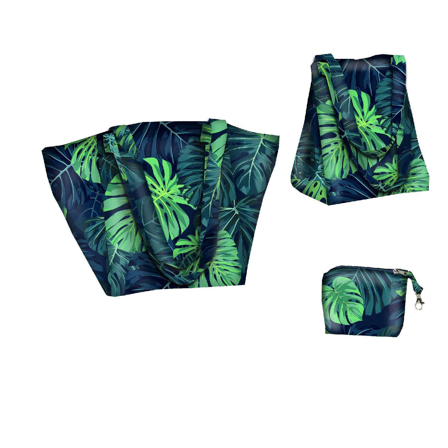 XL bag with in-bag pouch 2 in 1 - MONSTERA 2.0 / navy - sewing set