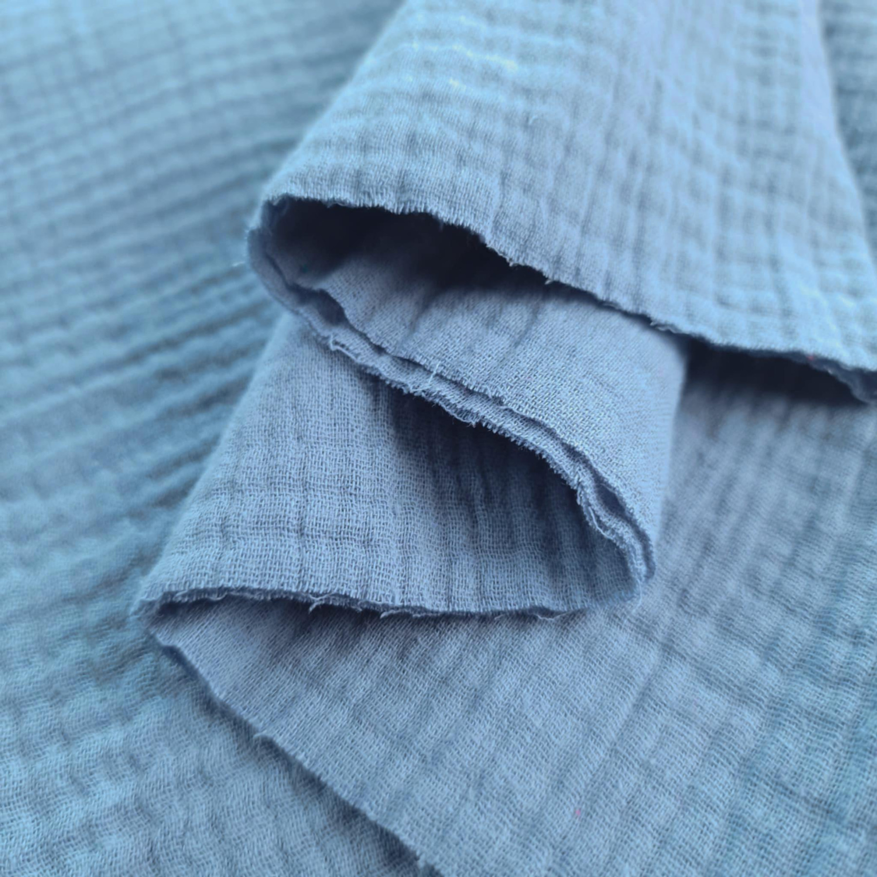 Cotton Muslin Double Gauze - Muted blue