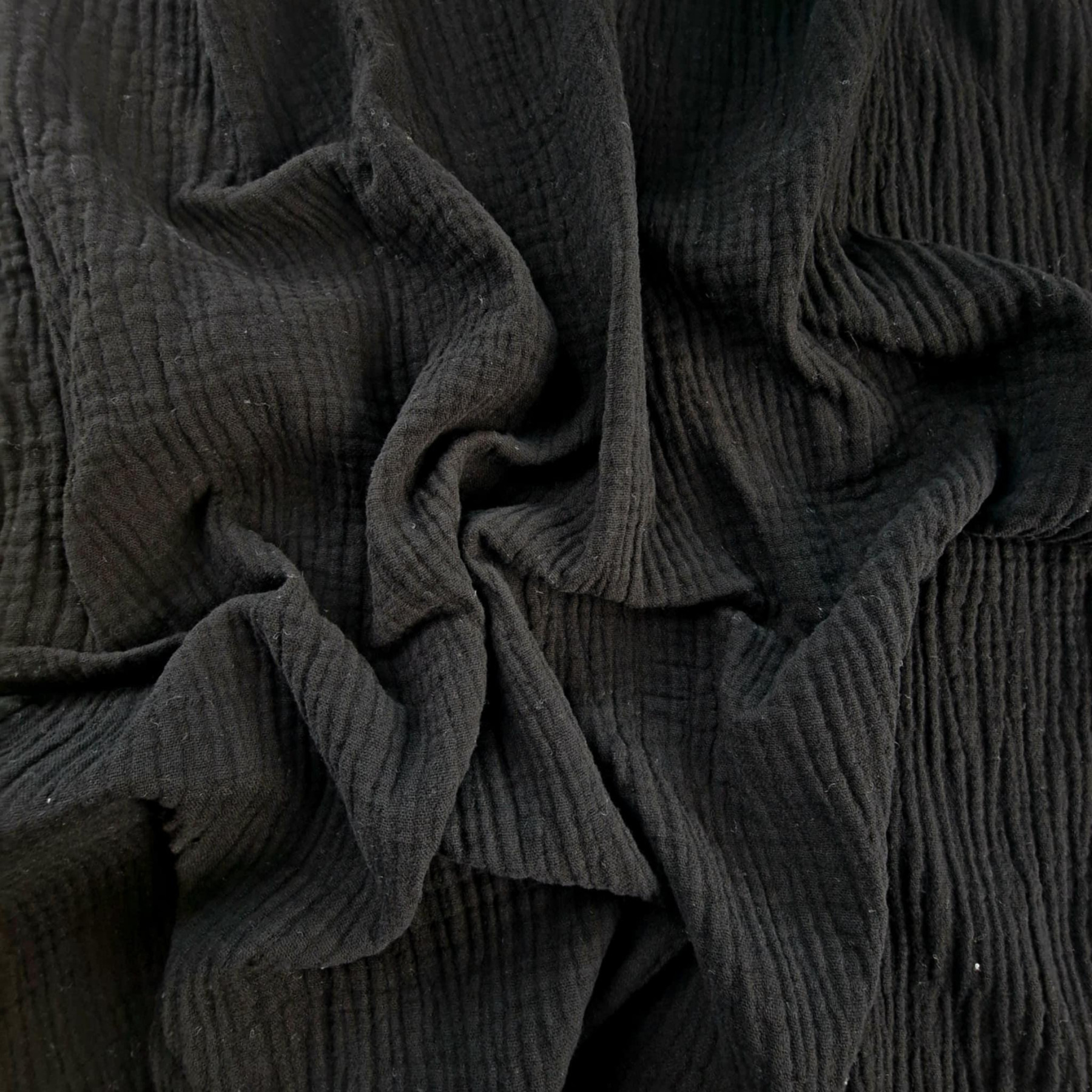 Cotton Muslin Double Gauze - BLACK