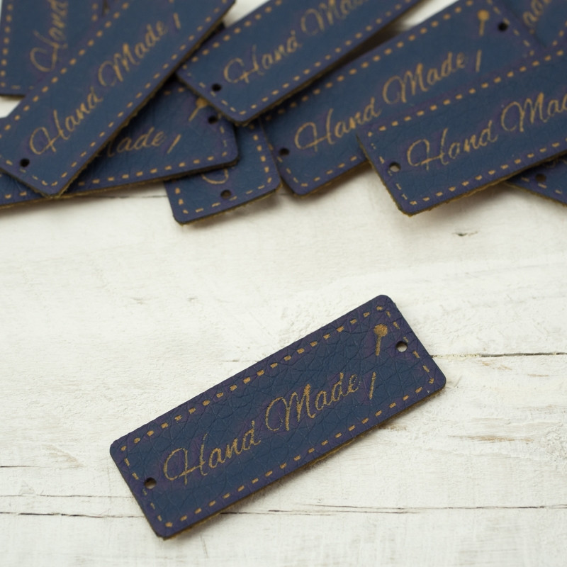 Hand Made label - pin 1,5x4 cm - dark blue