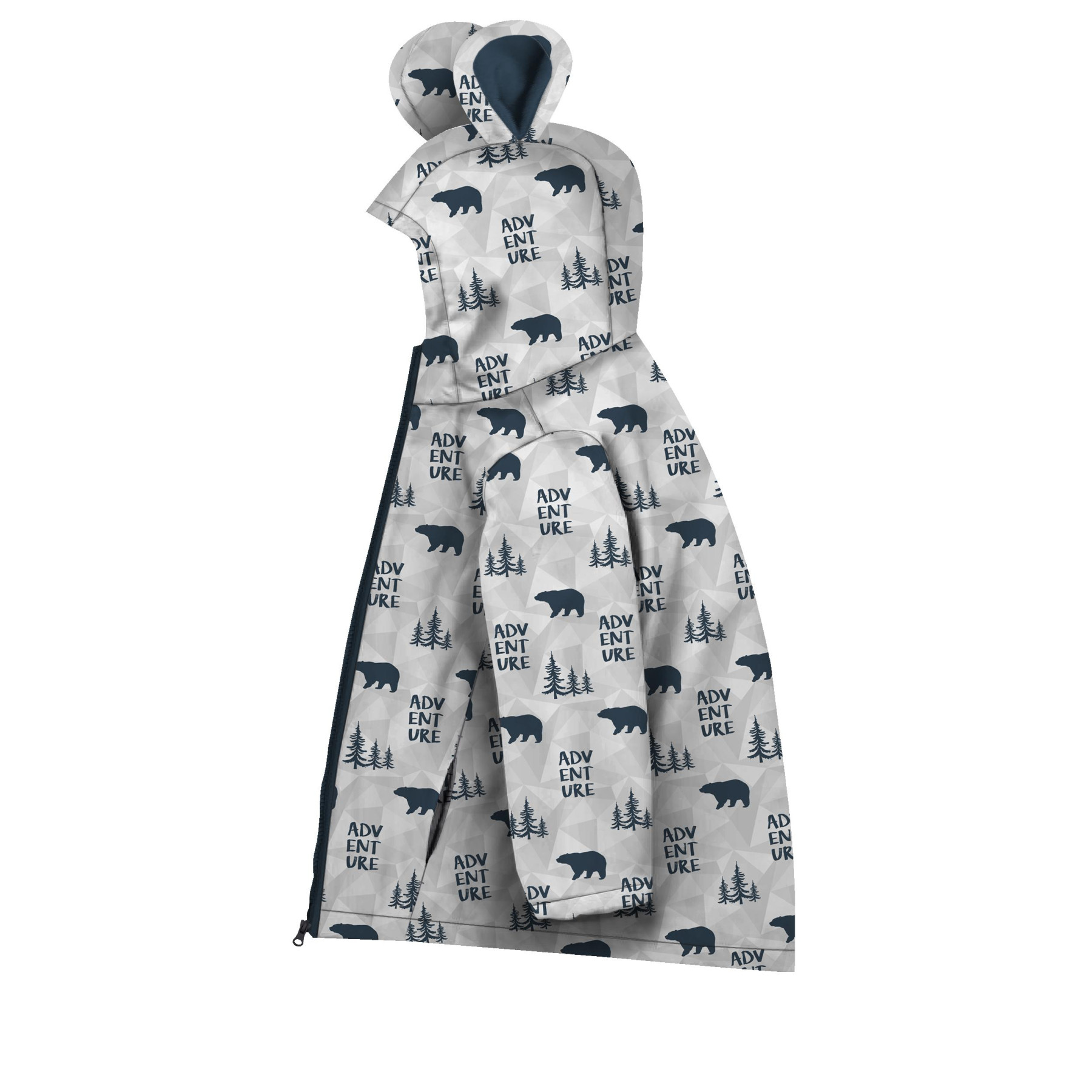 KIDS JACKET TEDDY (ZOE) - BEARS (adventure) / grey - sewing set (134/140)