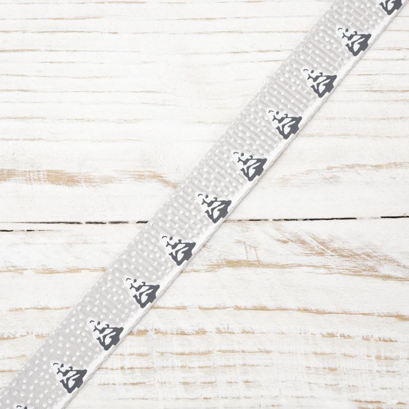 Christmas trees grosgrain ribbon 10 mm - grey