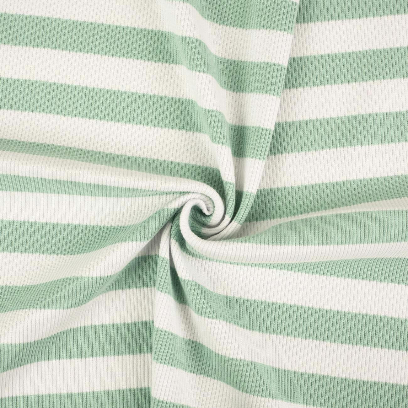 STRIPES / MINT - Ribbed knit fabric