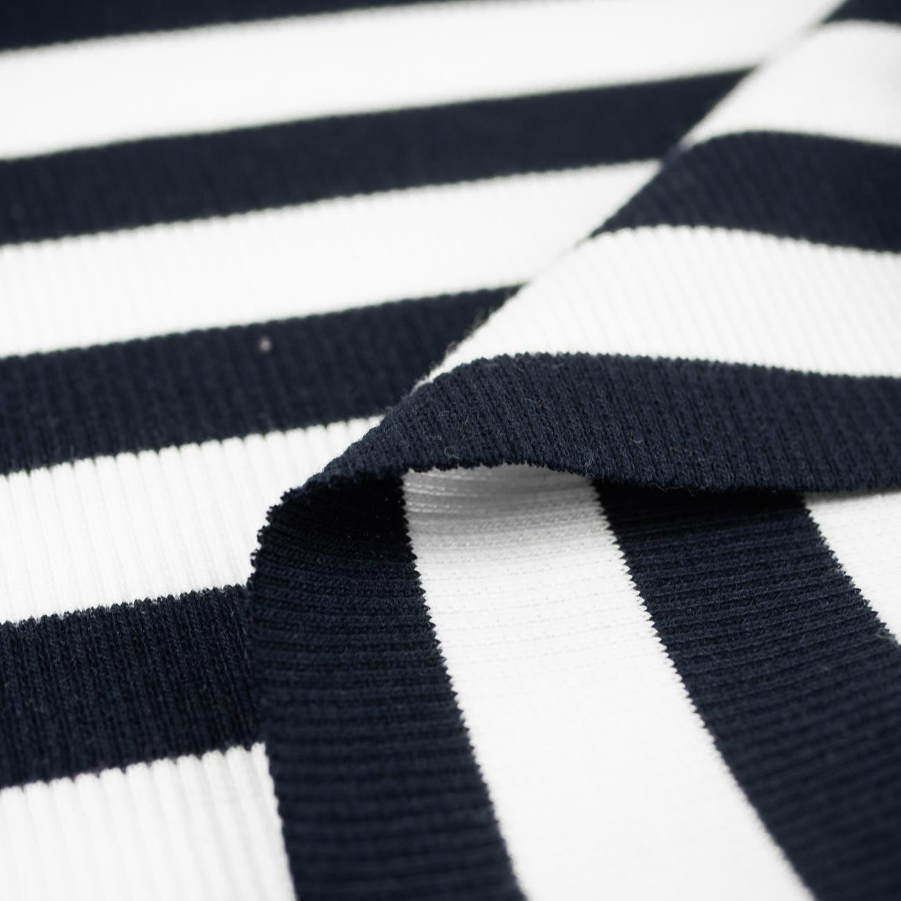 STRIPES / NAVY - Ribbed knit fabric