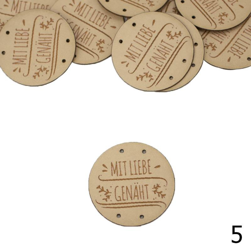 Label „MIT LIEBE GENÄHT'' diameter 3 cm - Choice of colors