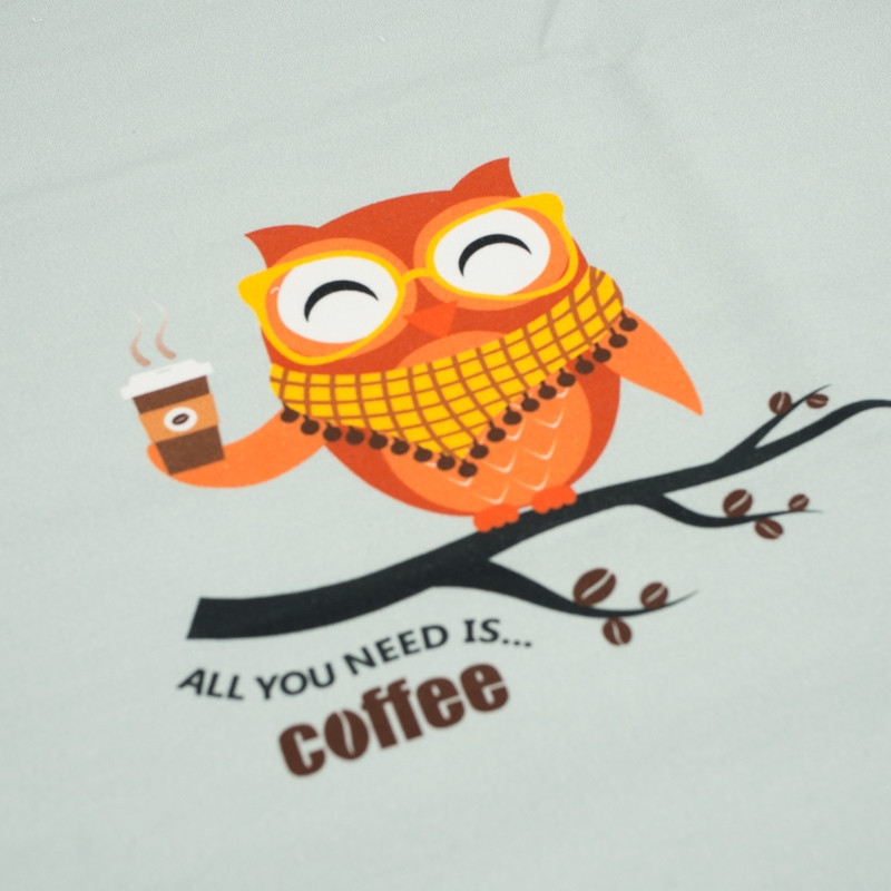 OWL WITH COFFEE / grey - panel looped knit 