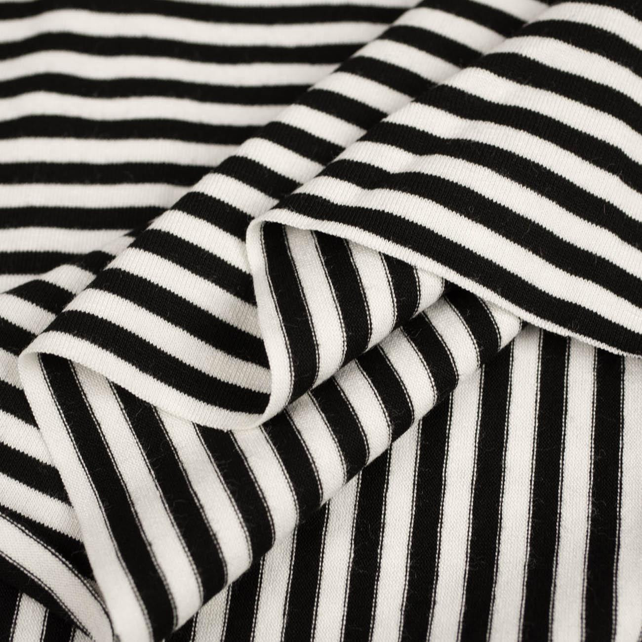 STRIPES WHITE / BLACK 0,5cm x 0,5cm - Viscose jersey