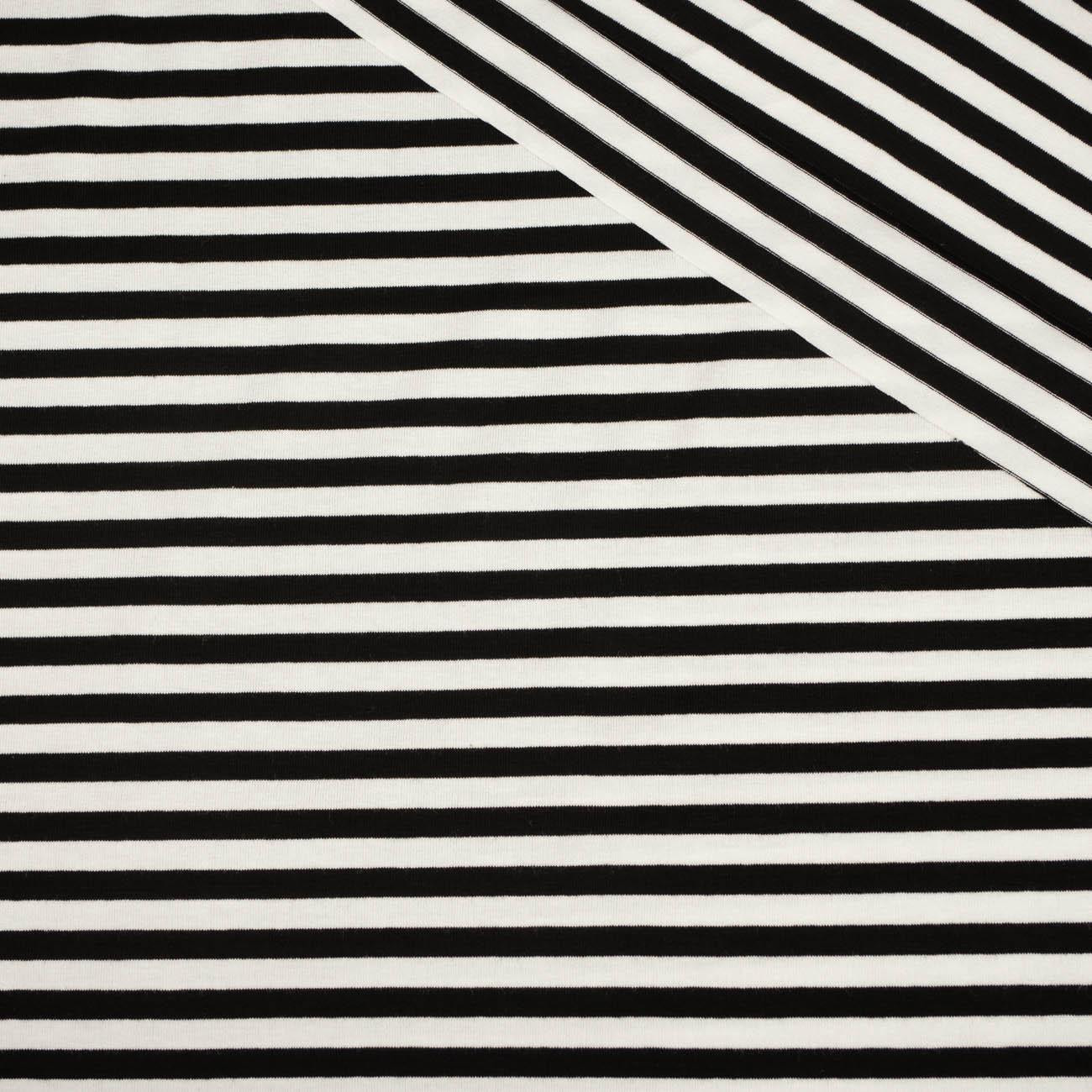 STRIPES WHITE / BLACK 0,7cm x 0,7cm - Viscose jersey