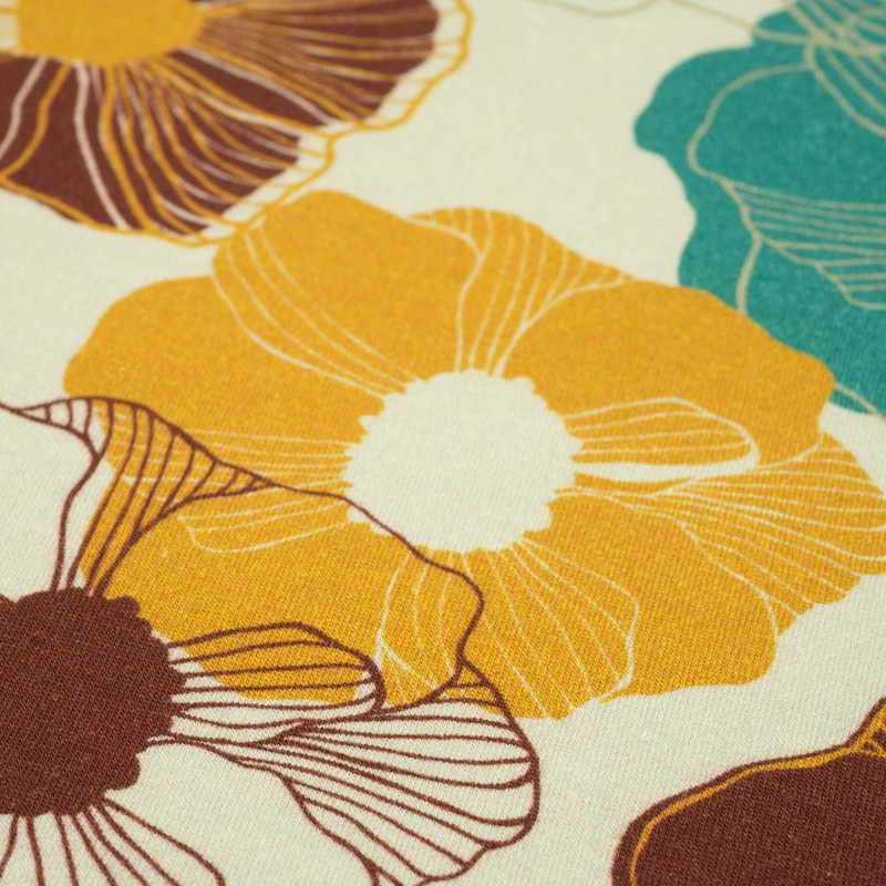 RETRO PANSIES / smaragd - Viscose jersey WE210