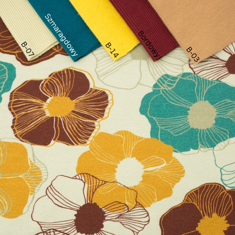 RETRO PANSIES / smaragd - Viscose jersey WE210