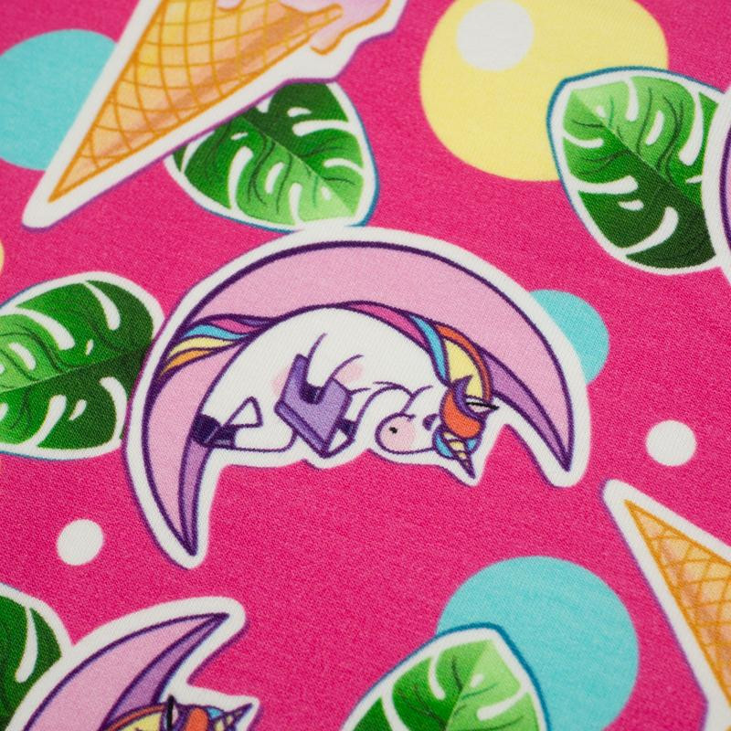 UNICORNS AND ICE CREAM / fuchsia - Viskose-Jersey WE210