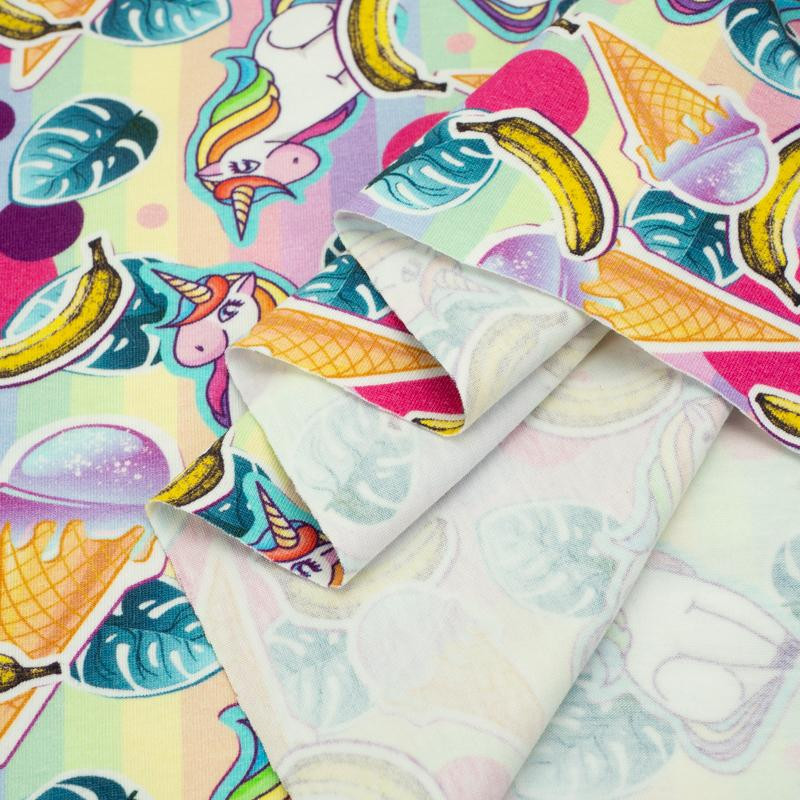 UNICORNS AND ICE CREAM / rainbow - Viskose-Jersey WE210