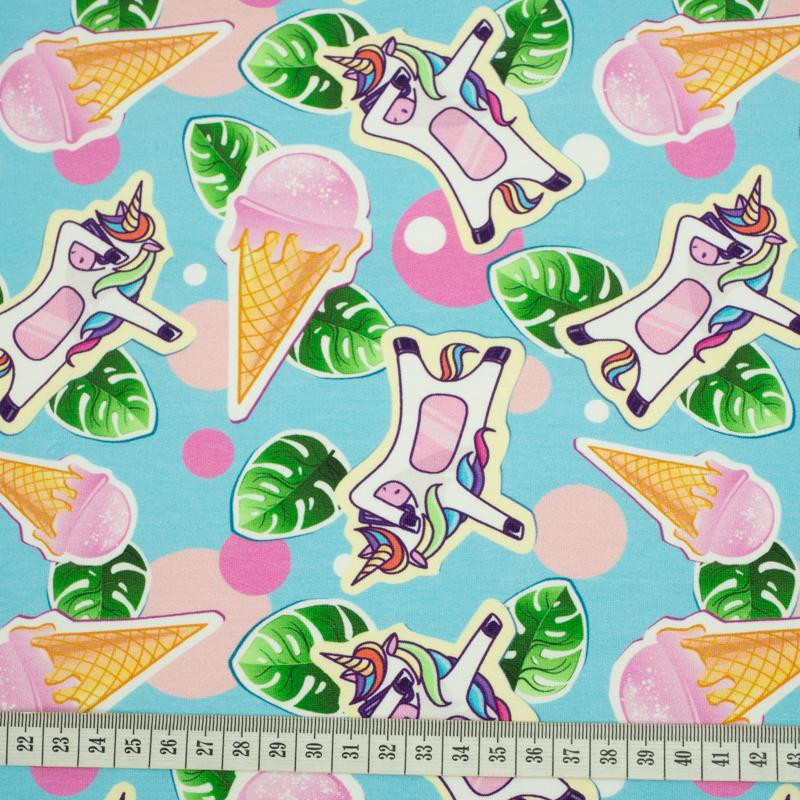UNICORNS AND ICE CREAM / light blue - Viskose-Jersey WE210
