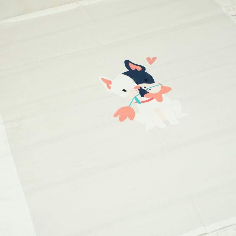 Dog with flower (J'adore Paris) / peach - panel looped knit