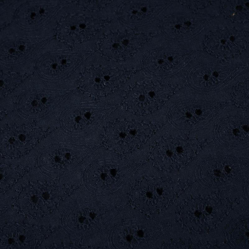 DROPS / navy - Embroidered cotton fabric