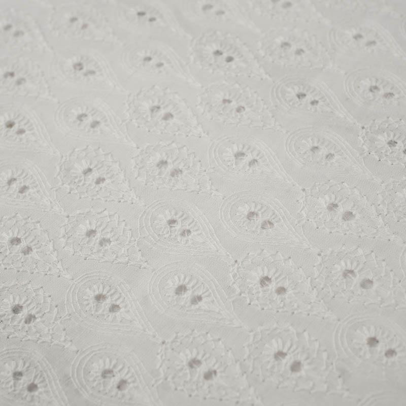 DROPS / white - Embroidered cotton fabric