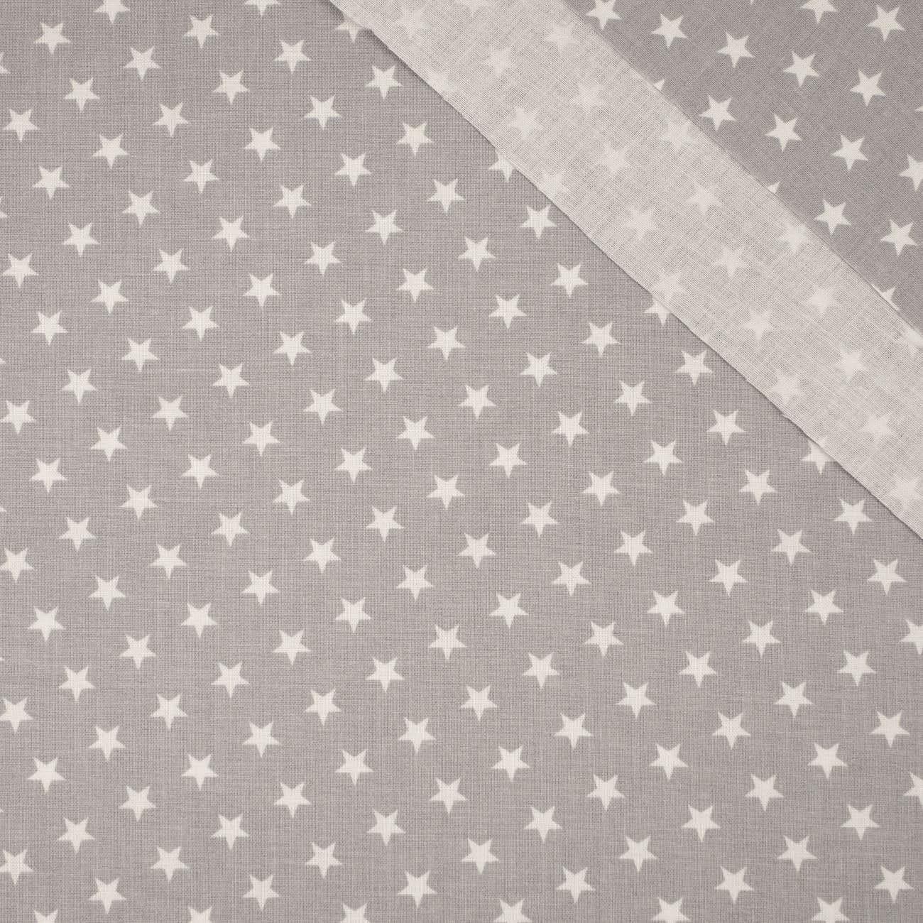 WHITE STARS / grey - Cotton woven fabric