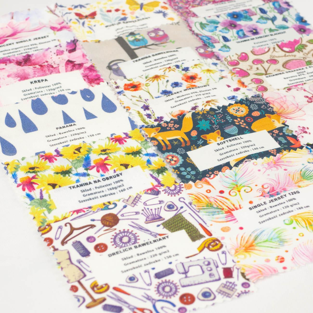 Woven and knitted printed fabrics sampler PL