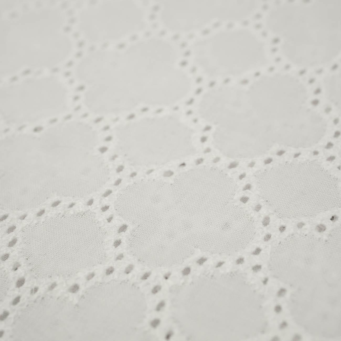  FLOWERS / white - Embroidered cotton fabric