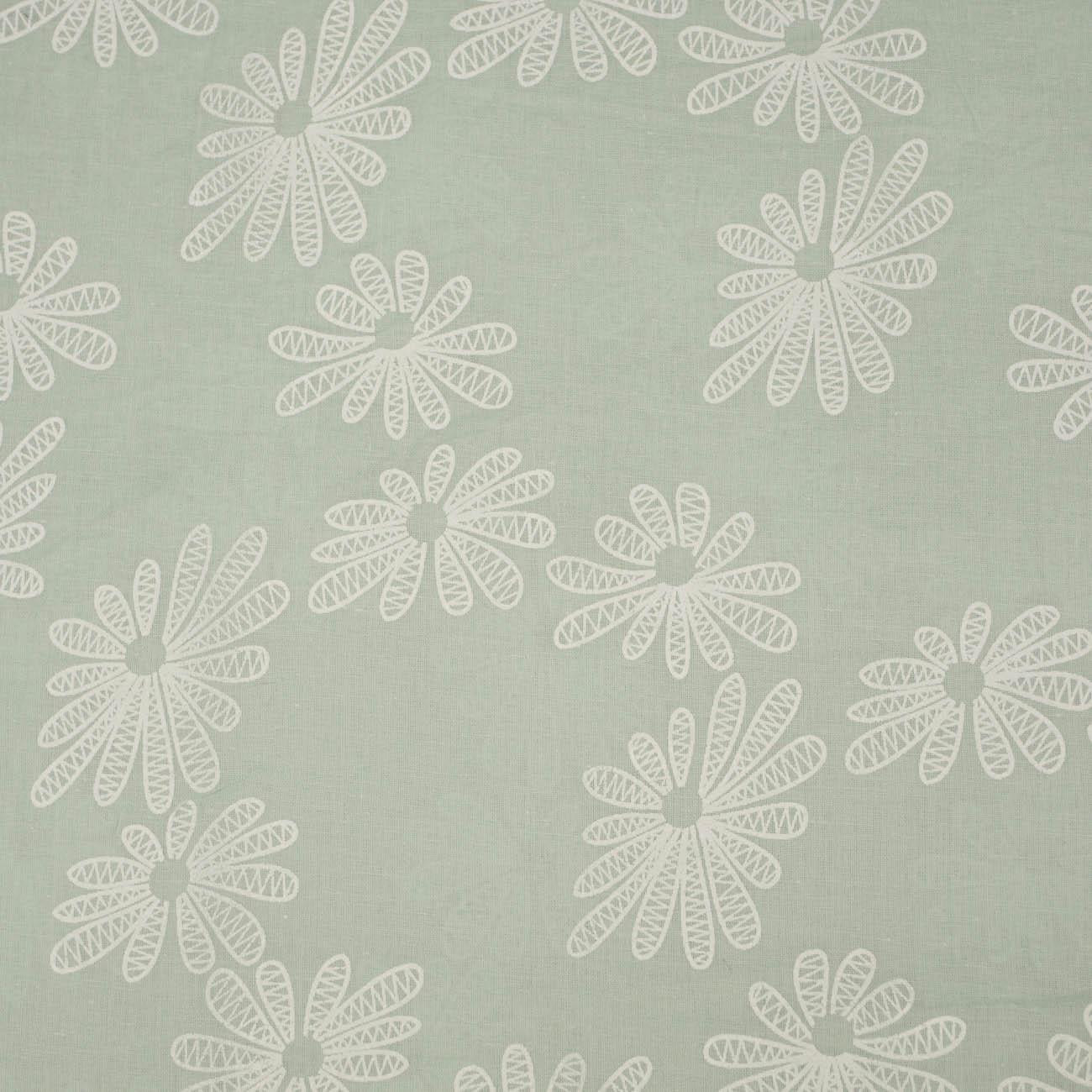 WHITE FLOWERS / modern mint - Cotton woven fabric