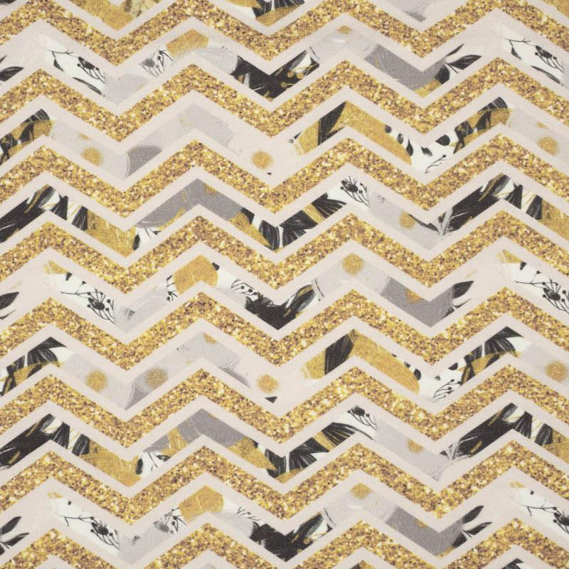 FLOWER BOUQUET  pat. 4 (gold) - single jersey with elastane 