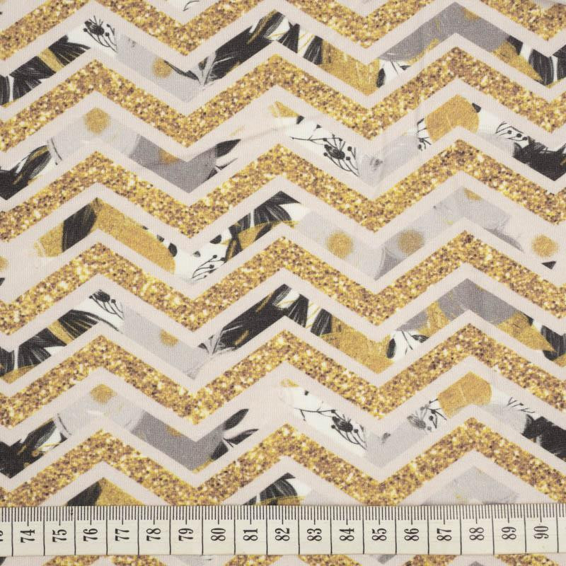 FLOWER BOUQUET  pat. 4 (gold) - single jersey with elastane 