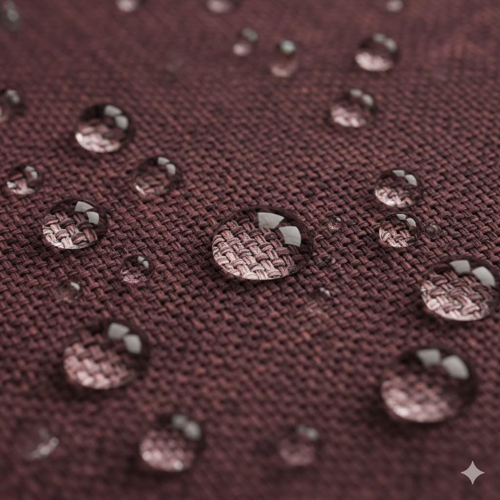 AUBERGINE - Waterproof woven fabric linen imitation