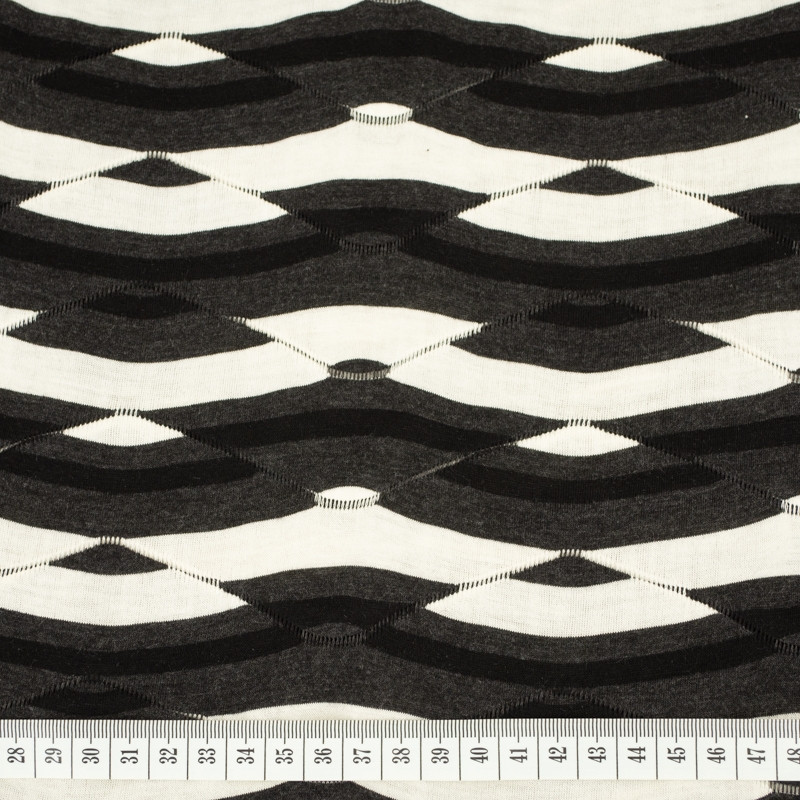 WAVES 3D / ecru - Single jersey with lockstitch