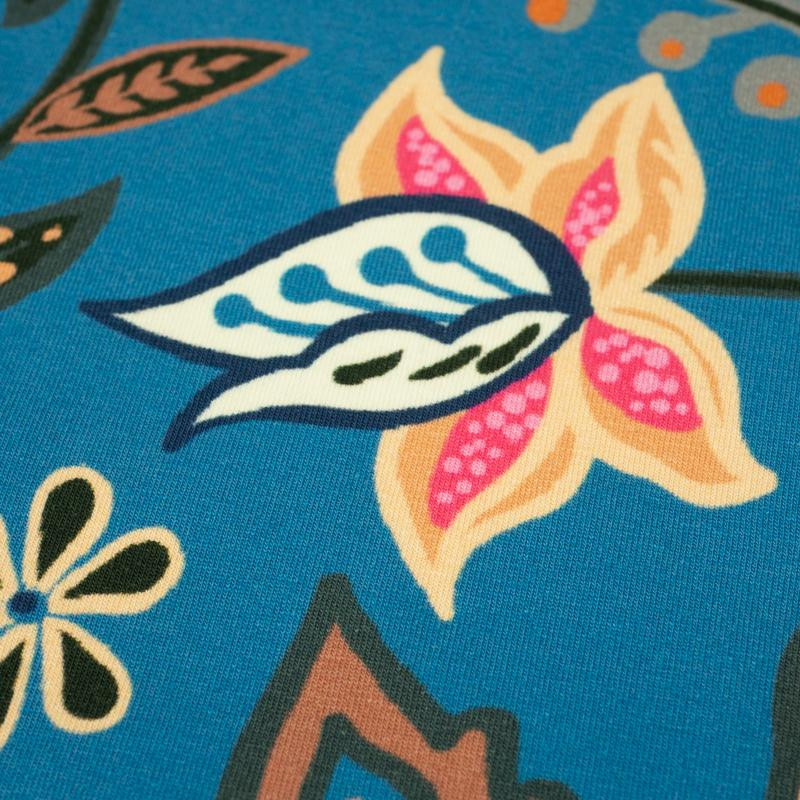 FLOWERS (pattern no. 3 pink) / blue - dress panel TE210