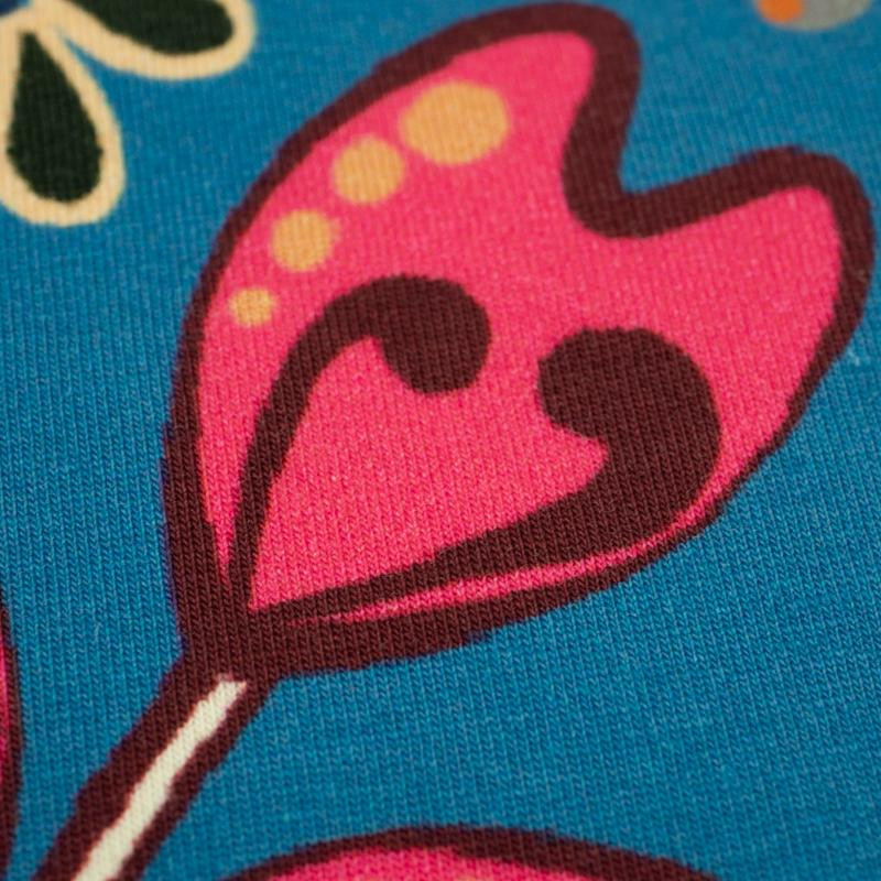 FLOWERS (pattern no. 3 pink) / blue - dress panel TE210