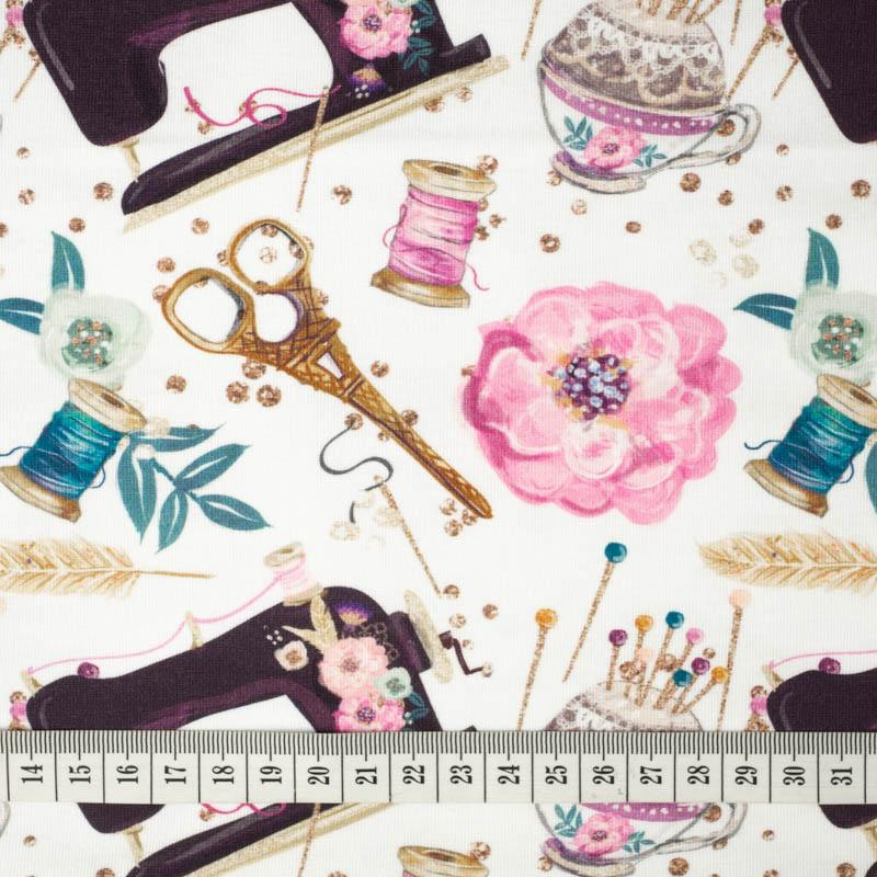 RETRO SEWING MACHINES pat. 1 / white - single jersey with elastane 