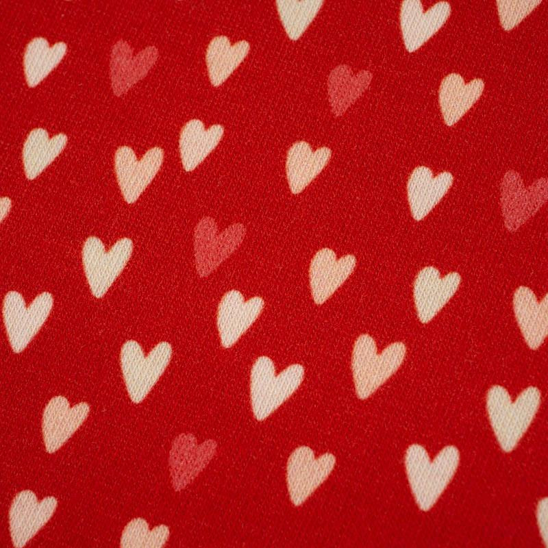 MINI HEARTS / RED (BIRDS IN LOVE) - single jersey with elastane 